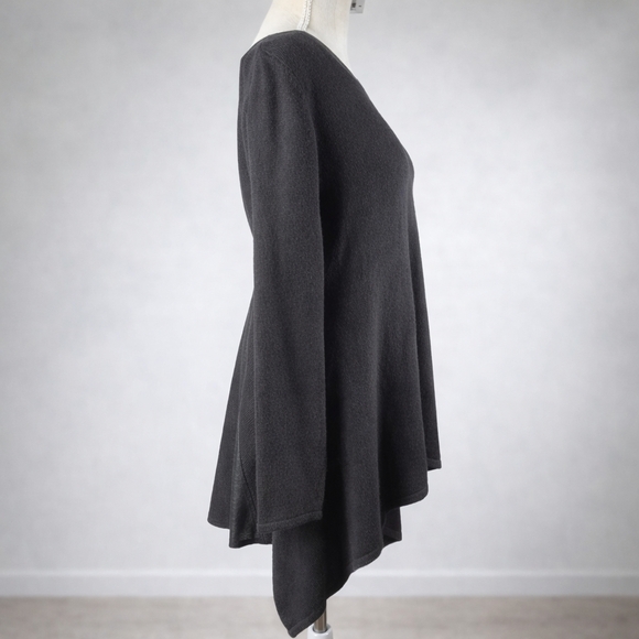 Stella Carakasi Black Tunic Sweater Assymetrical Hem Leather Back Size Small - Picture 7 of 16